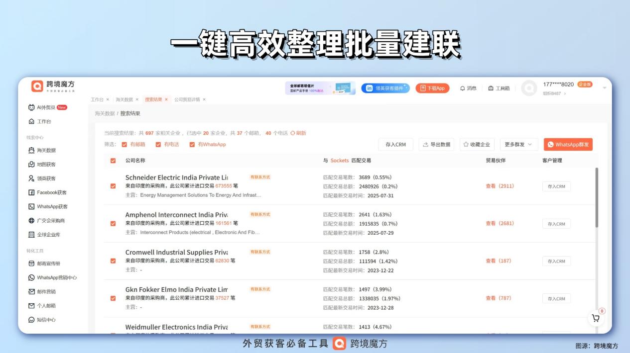 跨境魔方海关数据：插座外贸精准获客，告别盲目开发