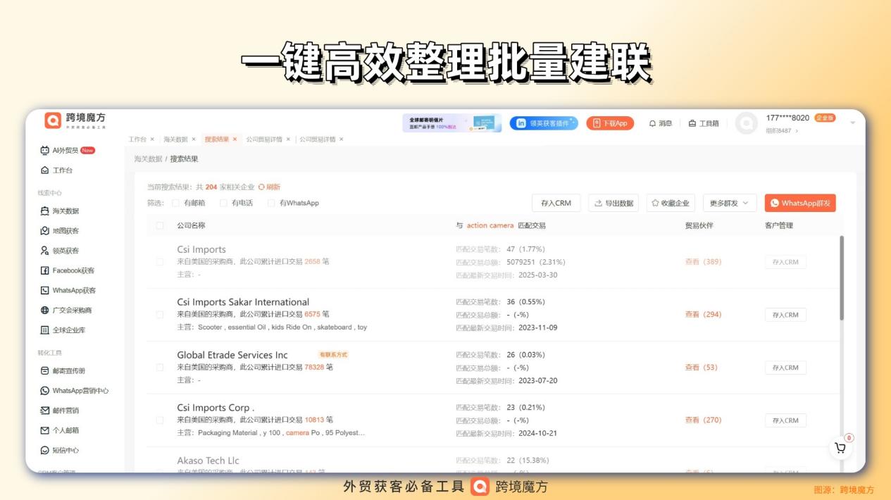 跨境魔方海关数据:运动相机外贸精准获客破局利