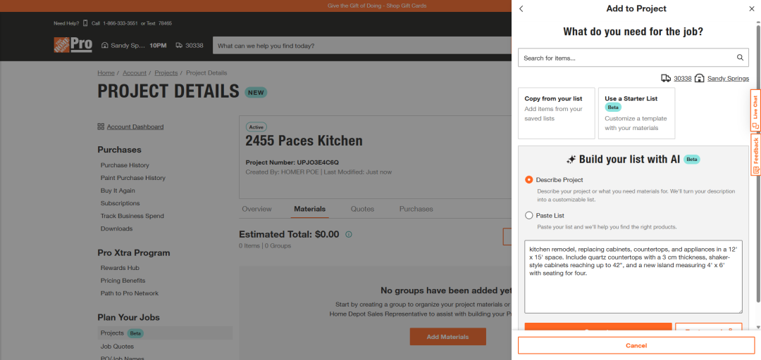 Home Depot 推出“家建购买清单生成AI”:为用户提效,卖家的竞争逻辑正在改变