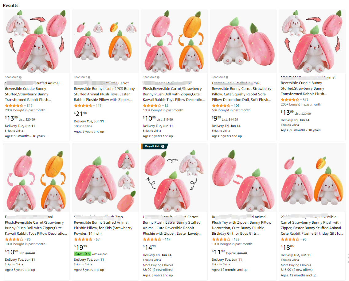 热门产品最新下证！草莓变身兔子毛绒玩具Strawberry Bunny Transformed Rabbit！