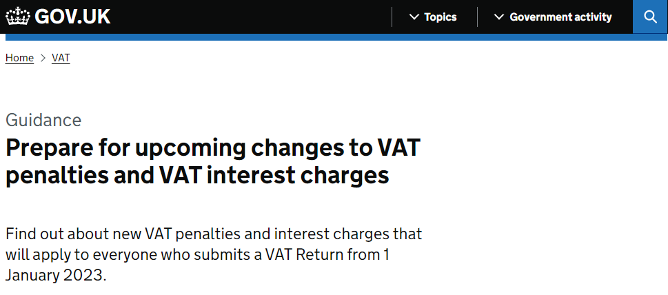 英国税局将于2023年启用新的VAT罚款政策